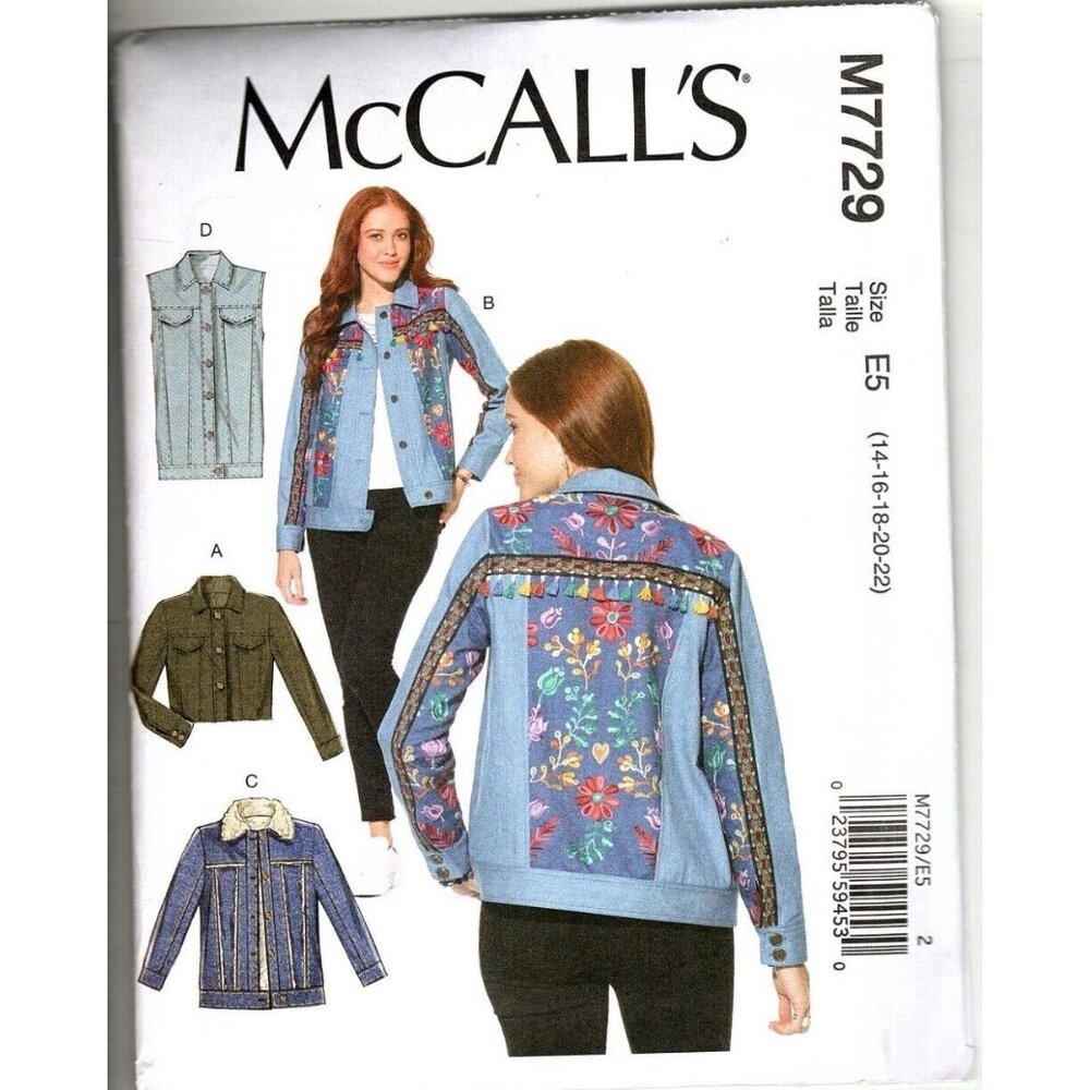 McCall's M7729 Misses 14 to 22 Button Front Jacket and Vest Sewing Pattern